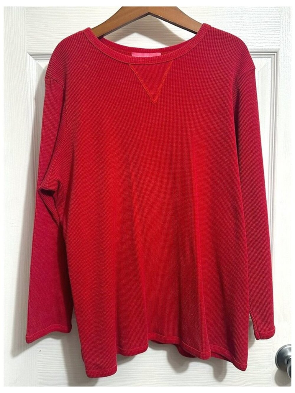 Woman Within Pullover Long Sleeve Top Blouse Shirt RED Size 12